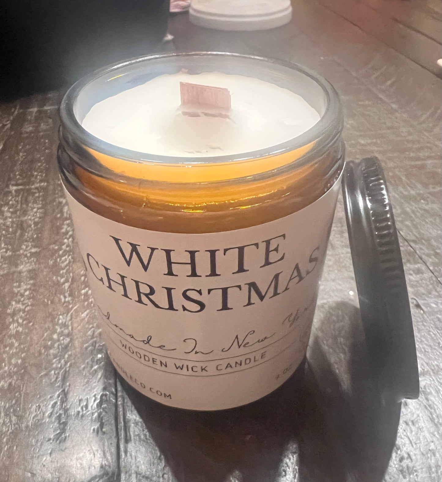 9 oz Wooden Wick White Christmas Jar Candle