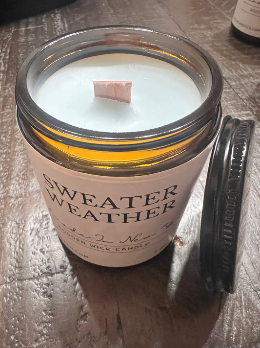 9 oz Wooden Wick Sweater Weather Jar Candle